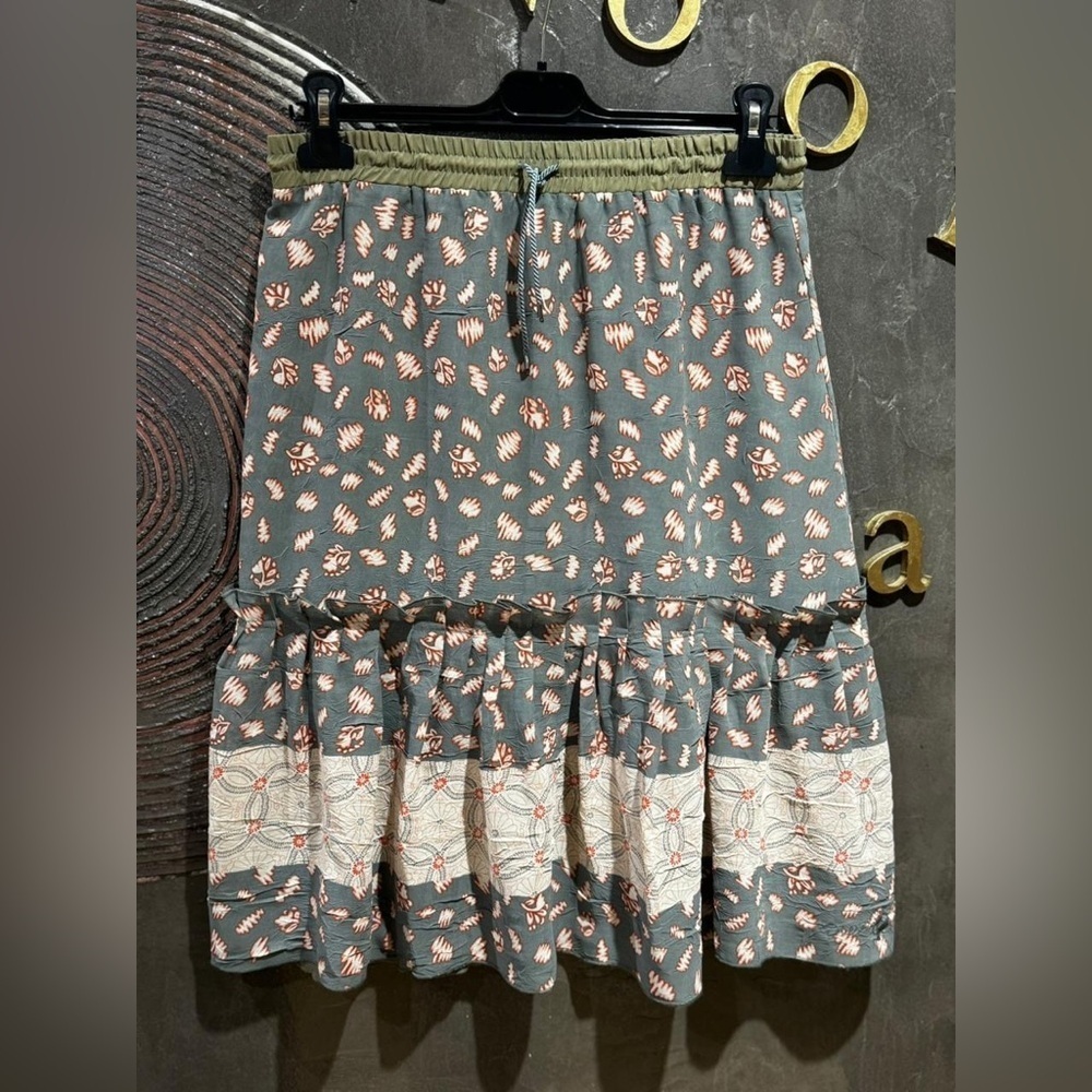 Diesel Teal Printed Tiered knee length A-line Skirt | Abstract Pattern | Size 29